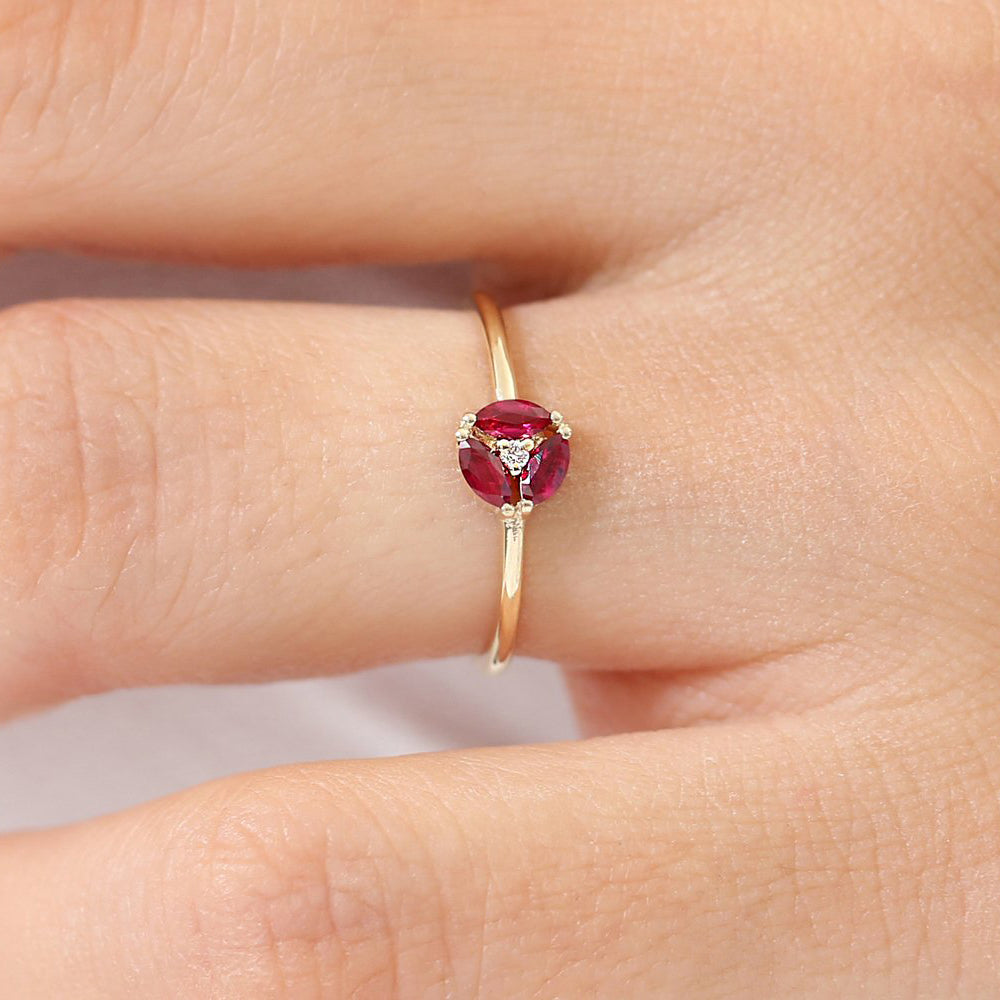 OBFJ1701 - 14k Ruby Cluster Diamond Ring 2
