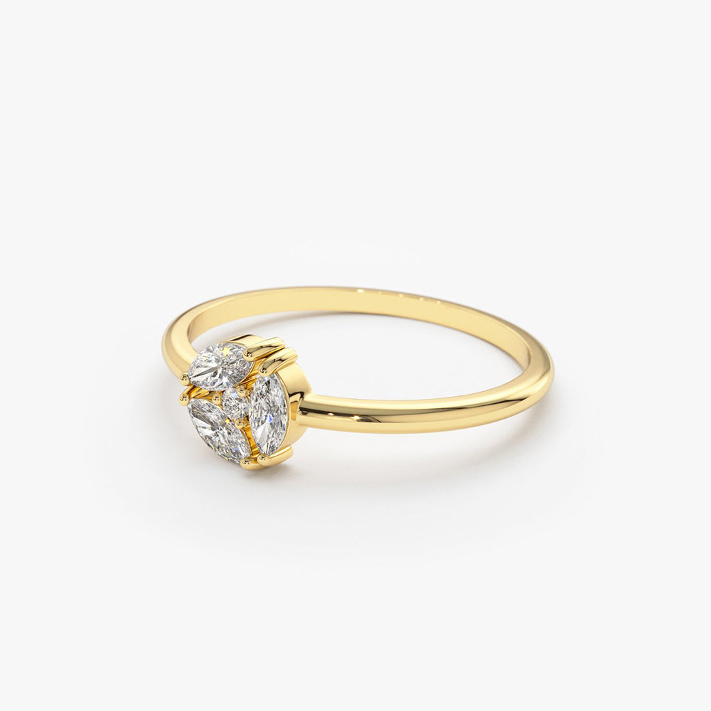 OBFJ1791 - 14K Gold Marquise Diamond Cluster Ring 6