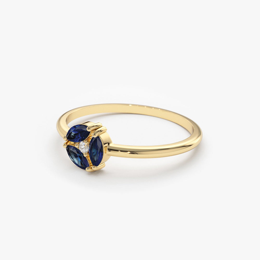 OBFJ1862 - 14k Marquise Sapphire Cluster Ring 5