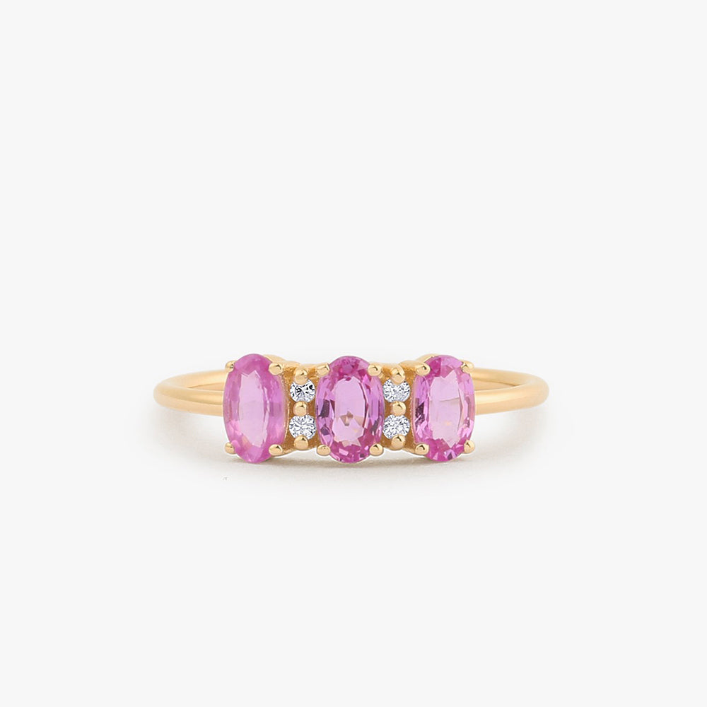 OBFJ1760 - 14k Oval Genuine Pink Sapphire and Diamond Ring 5
