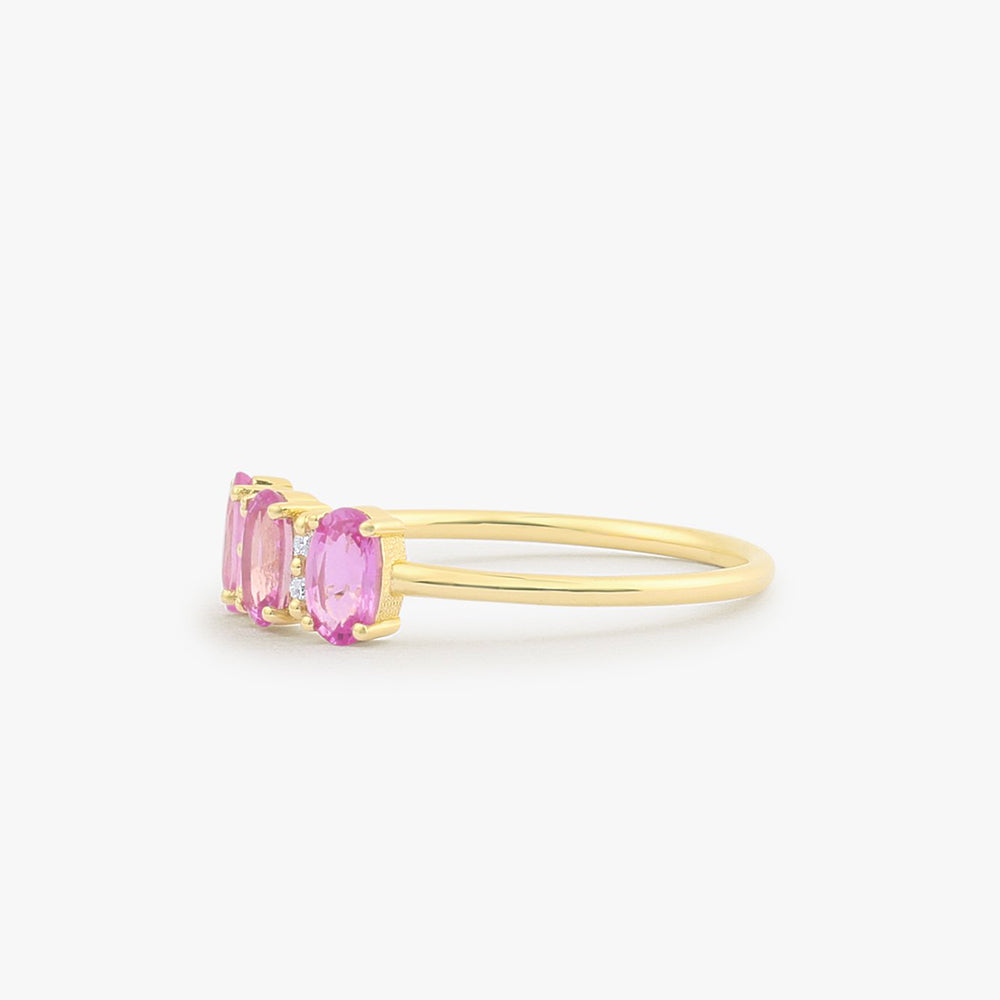 OBFJ1760 - 14k Oval Genuine Pink Sapphire and Diamond Ring 6