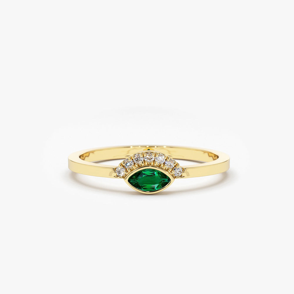 OBFJ1703 - 14k Marquise Emerald Eye Diamond Ring 1