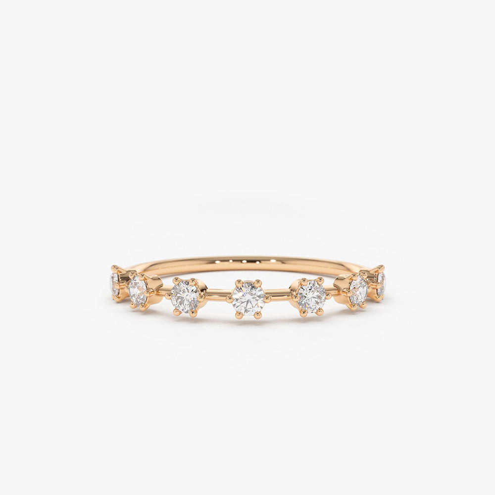 OBFJ1707 - 14K Gold 7 Stone Round Diamond Wedding Ring 7