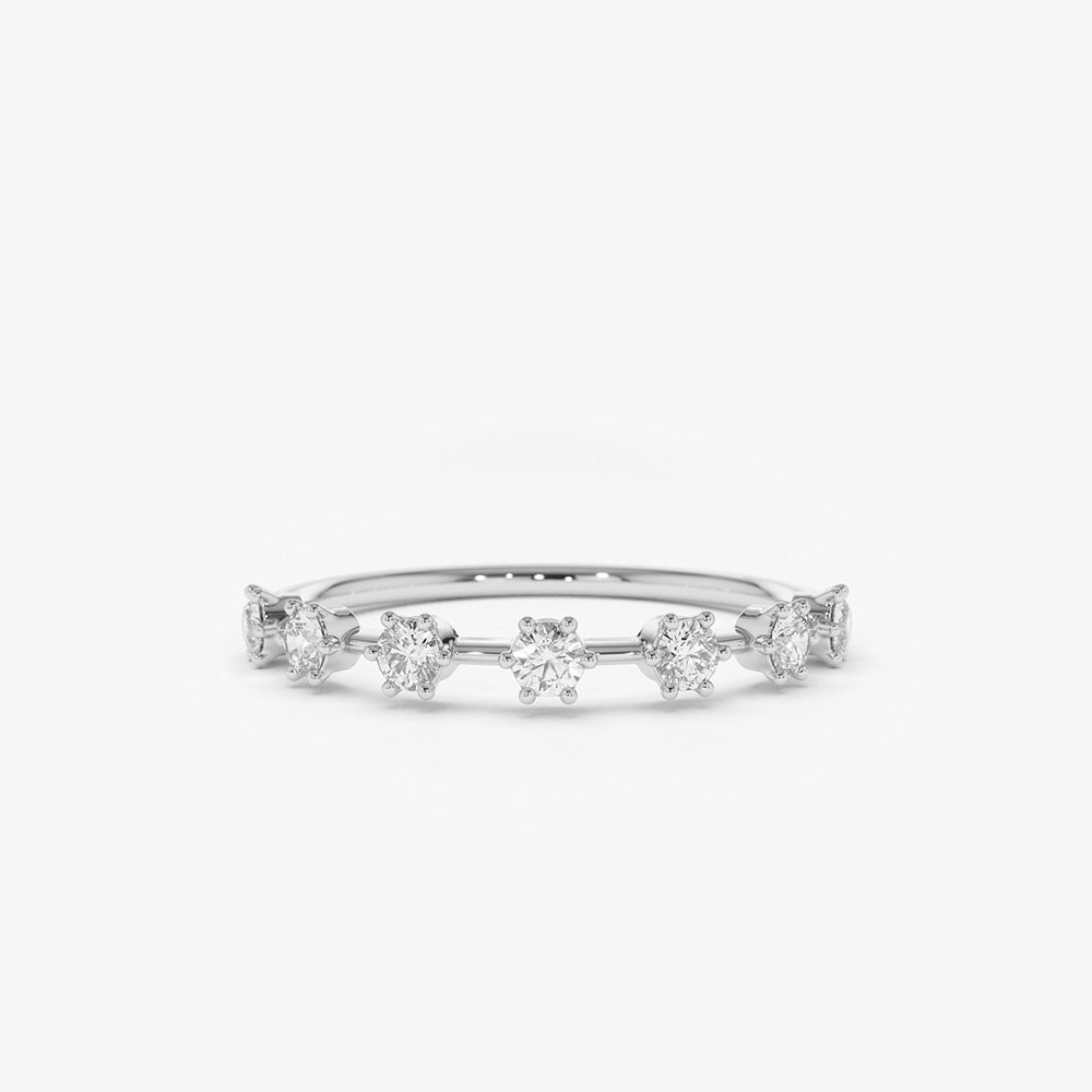 OBFJ1707 - 14K Gold 7 Stone Round Diamond Wedding Ring 8