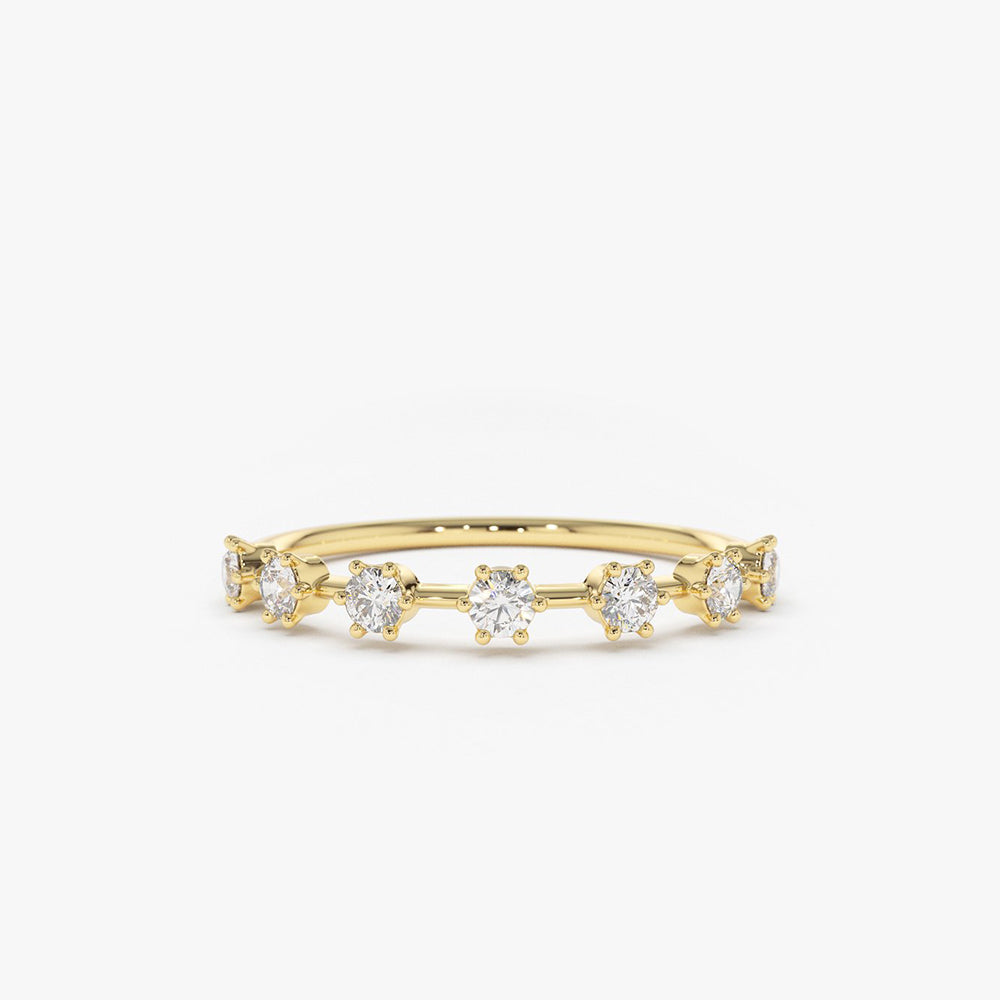 OBFJ1707 - 14K Gold 7 Stone Round Diamond Wedding Ring 1