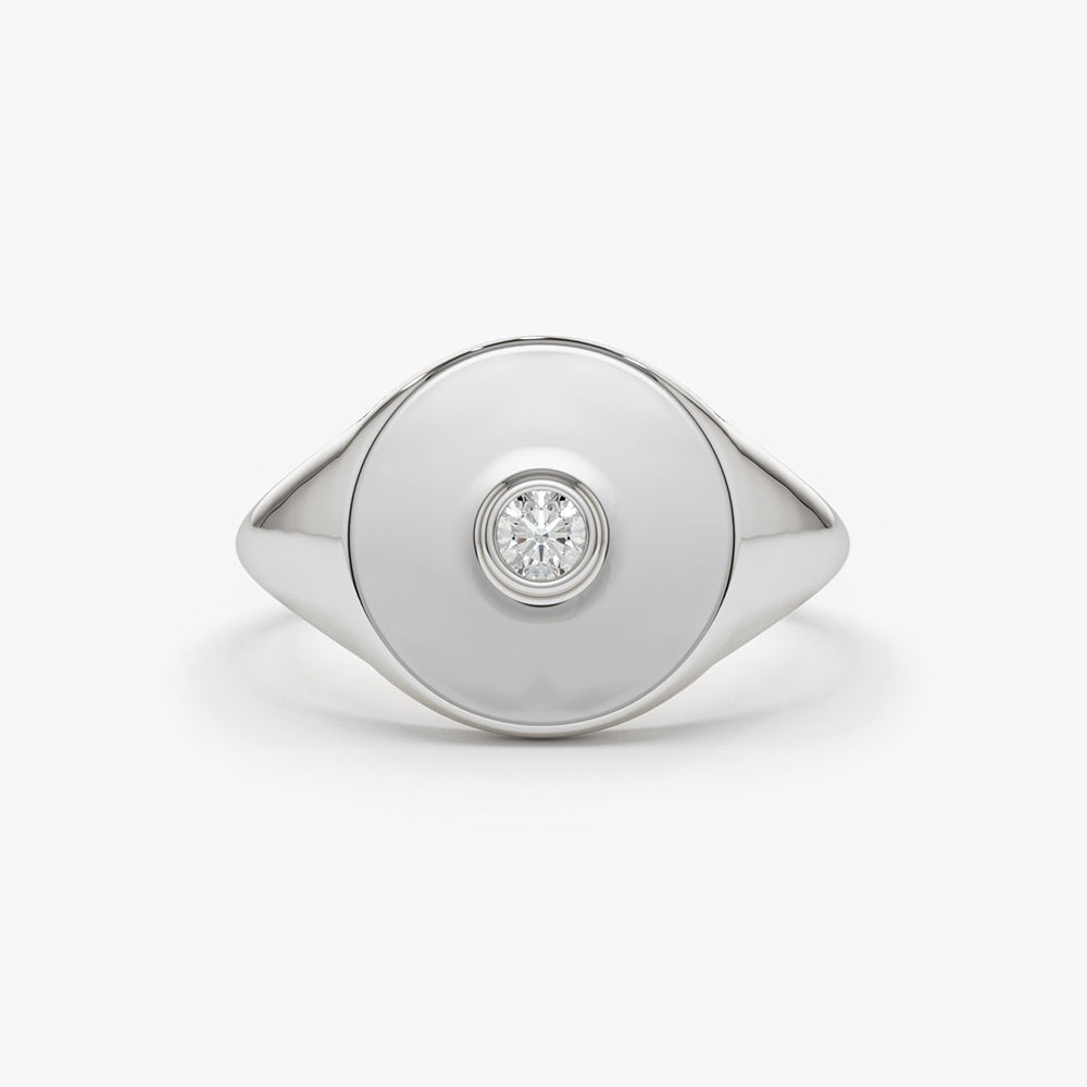 OBFJ1710 - 14K Gold Diamond Pinky Signet Ring 6