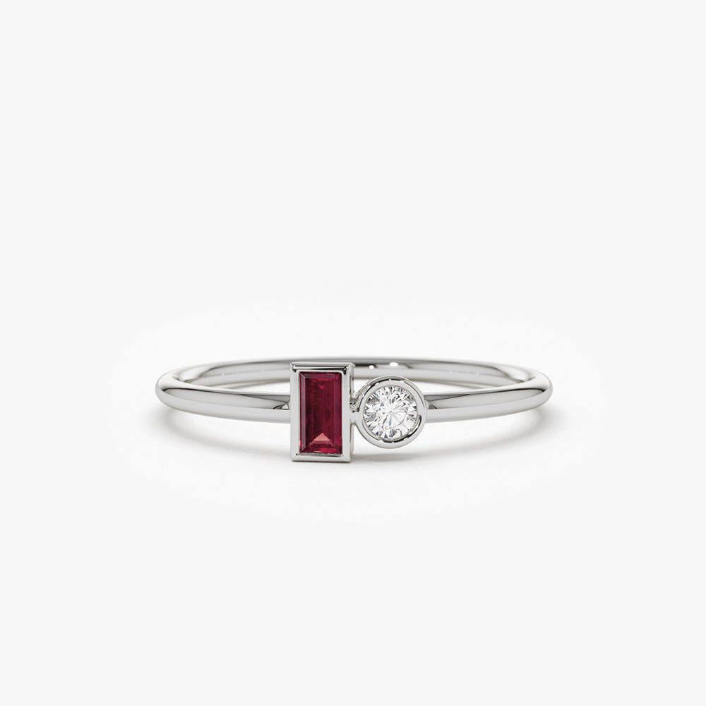 OBFJ1747 - 14k Baguette Ruby and Diamond Ring 5