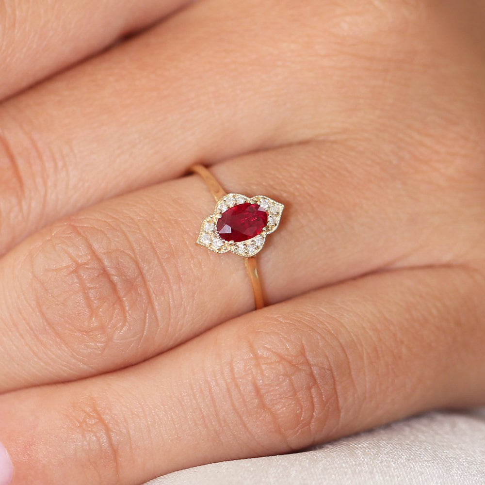 OBFJ1748 - 14k Victorian Genuine Ruby Ring 4