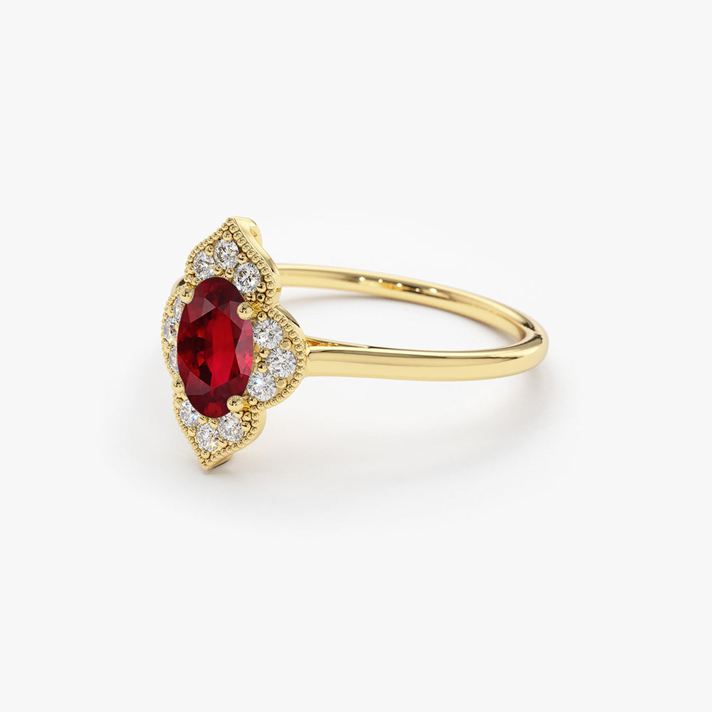 OBFJ1748 - 14k Victorian Genuine Ruby Ring 9