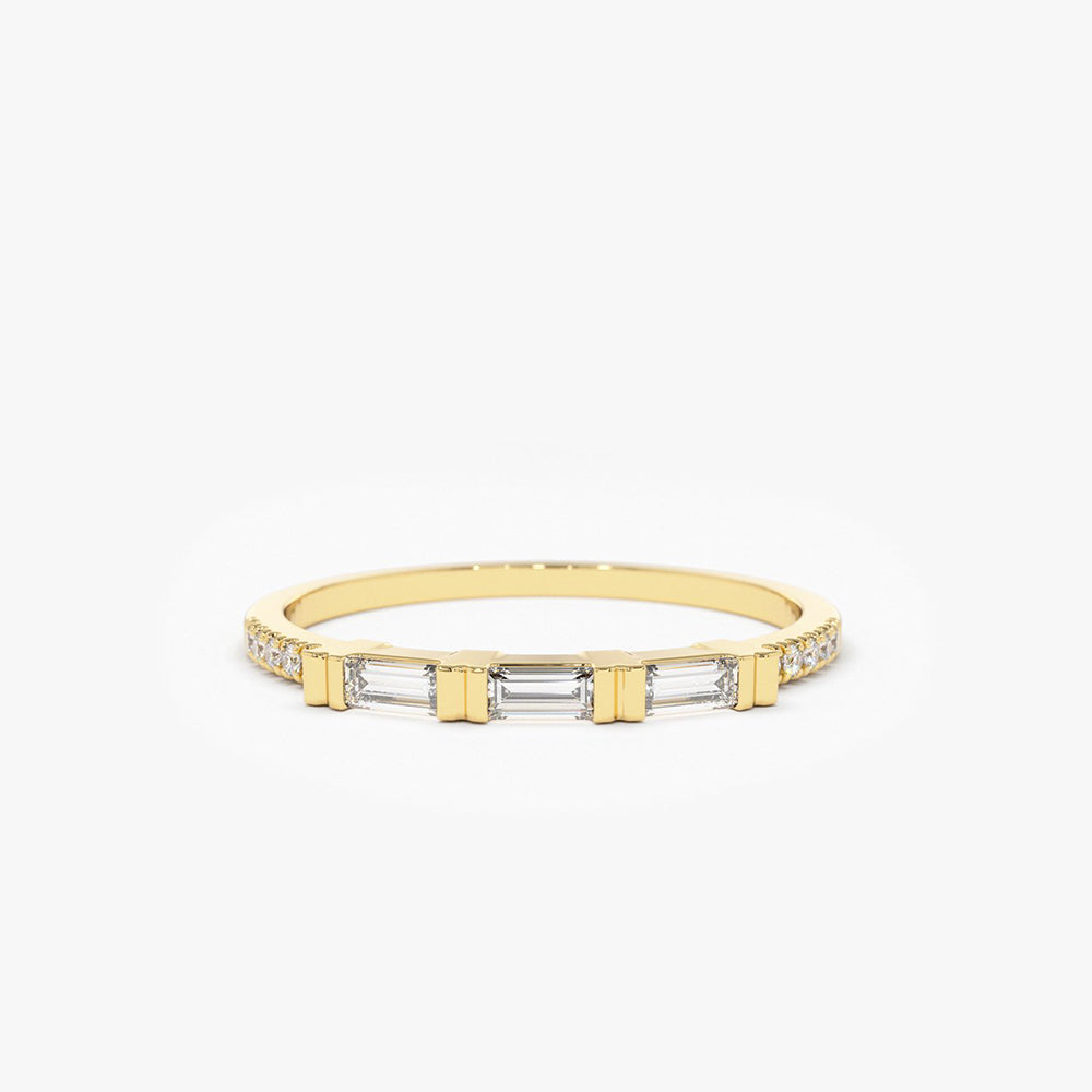 OBFJ1821 - 14K Gold 3 Baguette Matching Diamond Ring 1