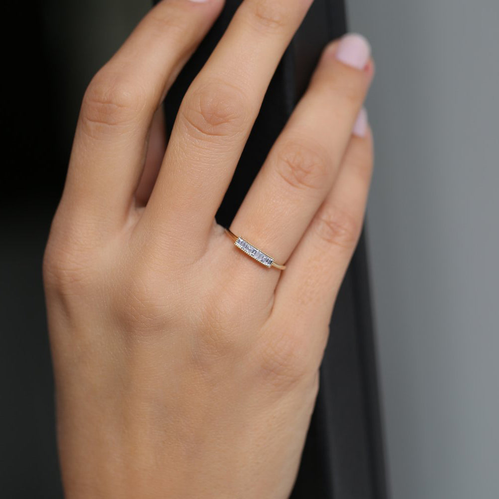 OBFJ1758 - 14k Channel Set Baguette Diamond Ring 5