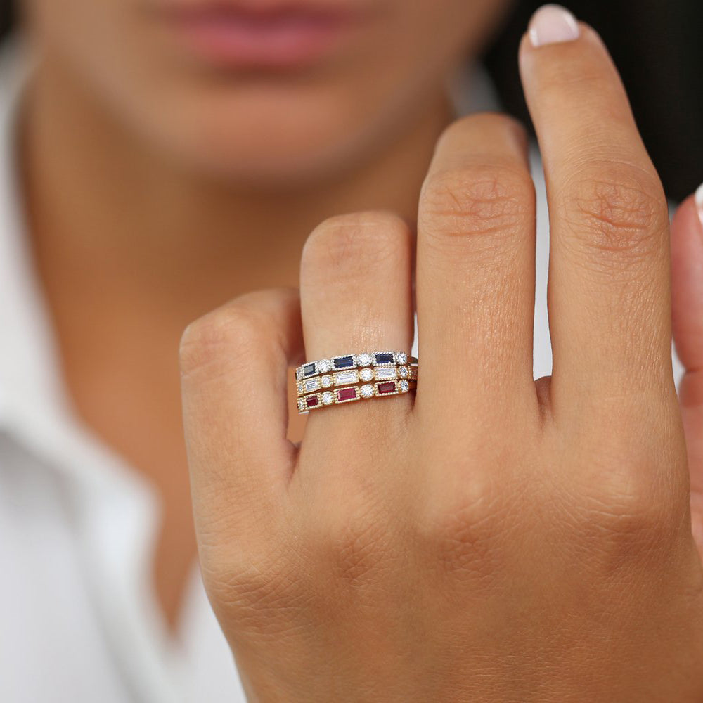 OBFJ1762 - 14k Baguette Ruby and Diamond Ring 4