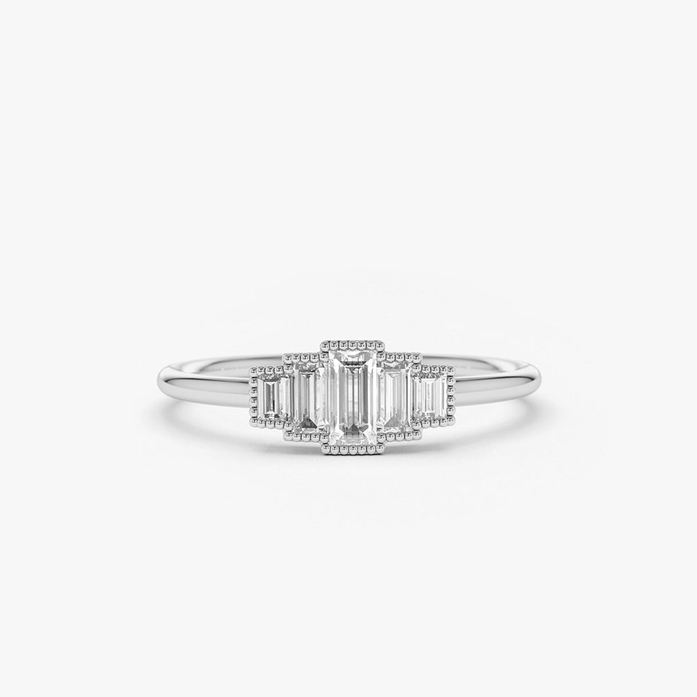 OBFJ1744 - 14K Gold Step Cut Baguette Diamond Ring 7
