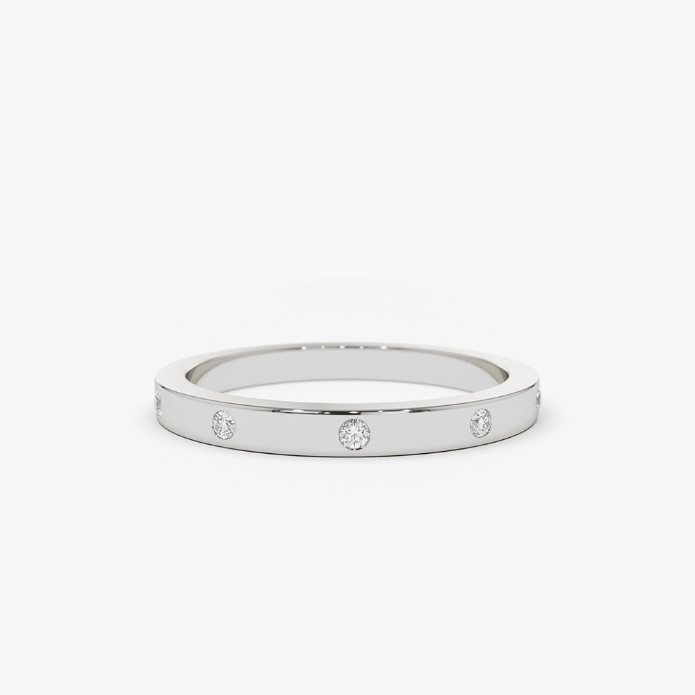OBFJ1802 - 14K Burnish Set Diamond Wedding Ring 6