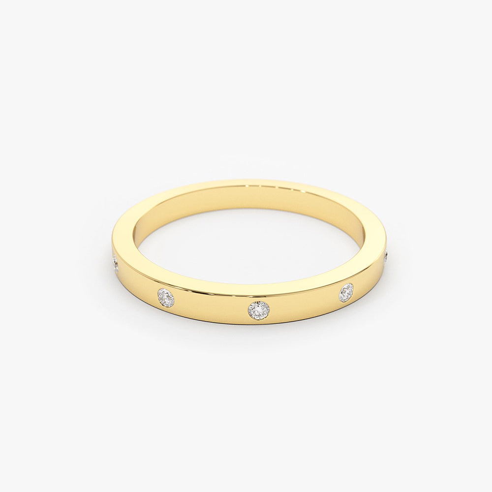 OBFJ1802 - 14K Burnish Set Diamond Wedding Ring 7