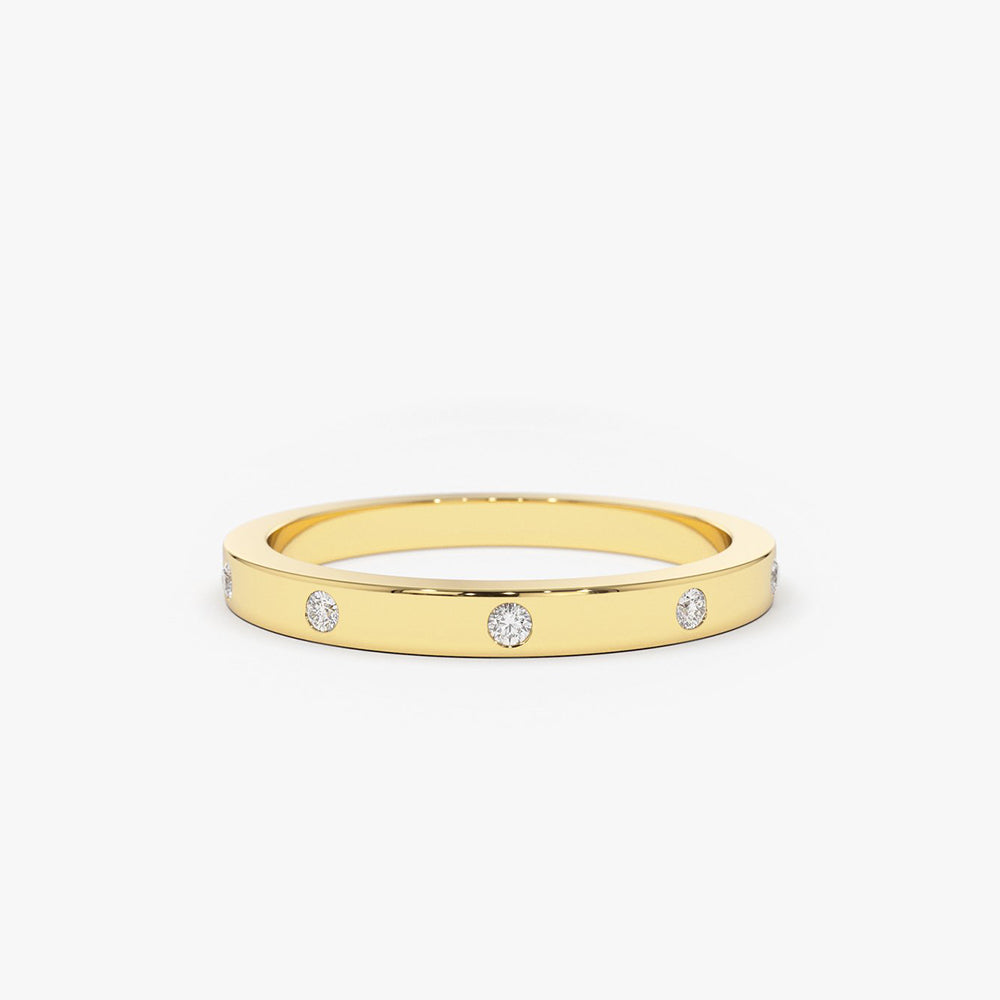 OBFJ1802 - 14K Burnish Set Diamond Wedding Ring 1