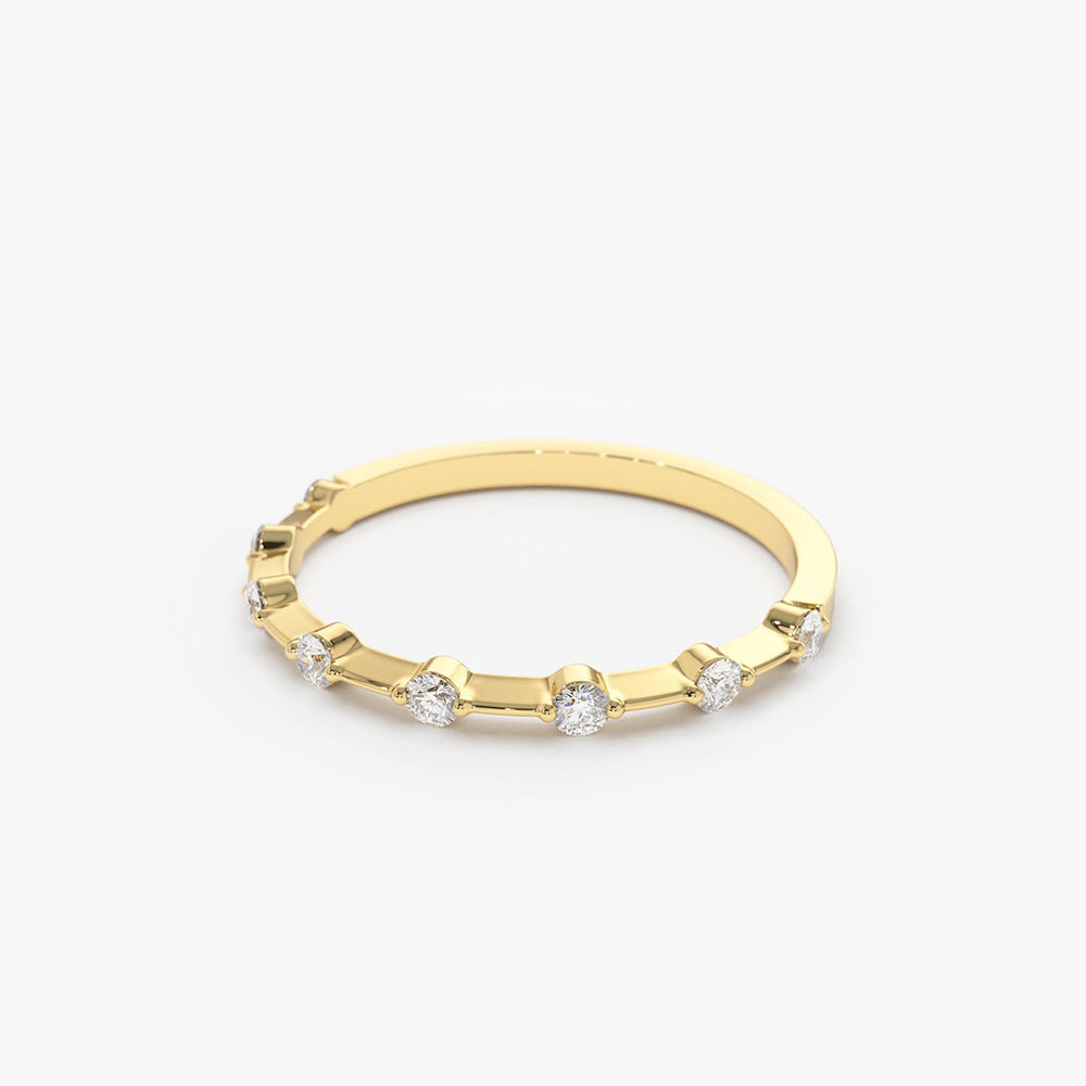 OBFJ1757 - 14K Gold Petite Diamond Wedding Ring 12