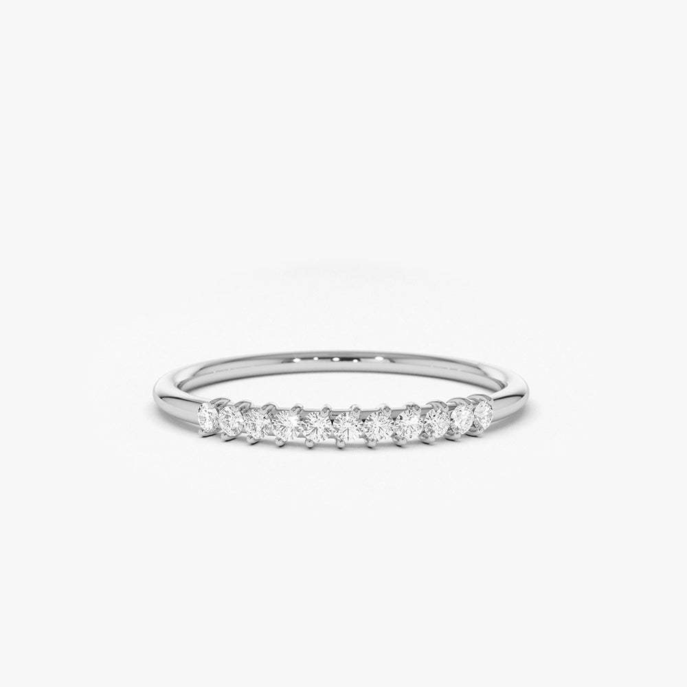 OBFJ1777 - 14K Gold 11 Stone Petite Diamond Wedding Band 7