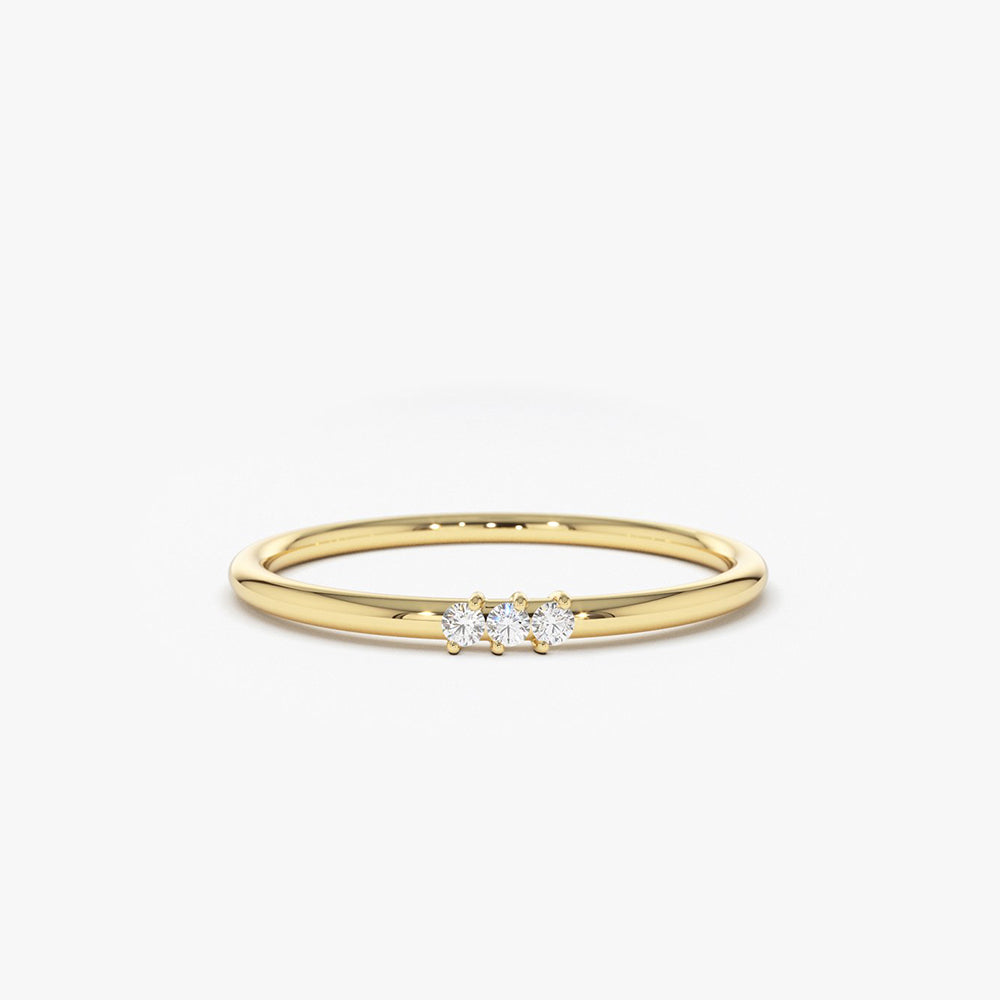 OBFJ1775 - 14K Gold 3 Stone Minimalist Diamond Ring 1