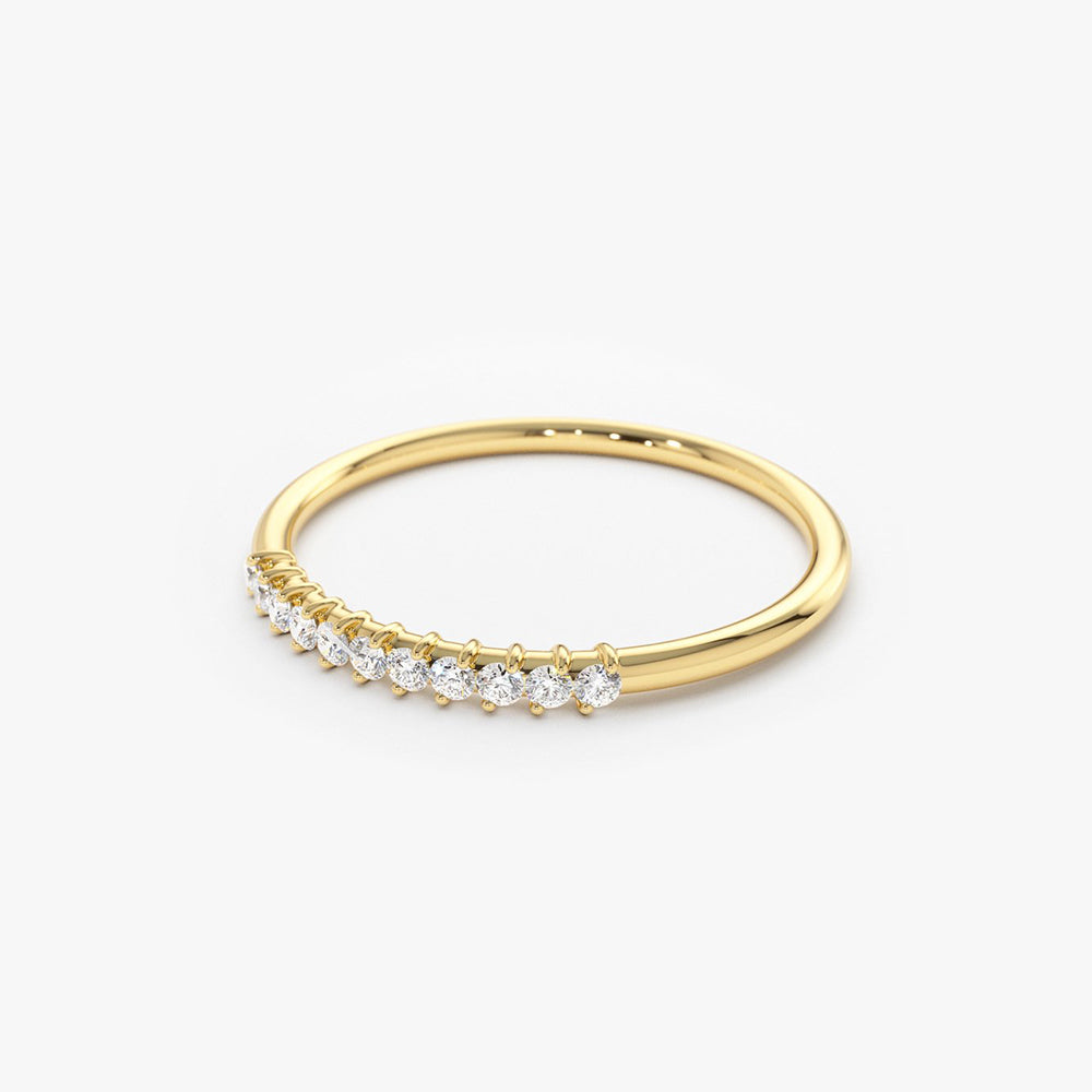 OBFJ1777 - 14K Gold 11 Stone Petite Diamond Wedding Band 9