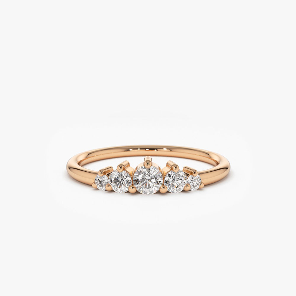 OBFJ1786 - 14K Gold 5 Stone Graduating Diamond Wedding Ring 6
