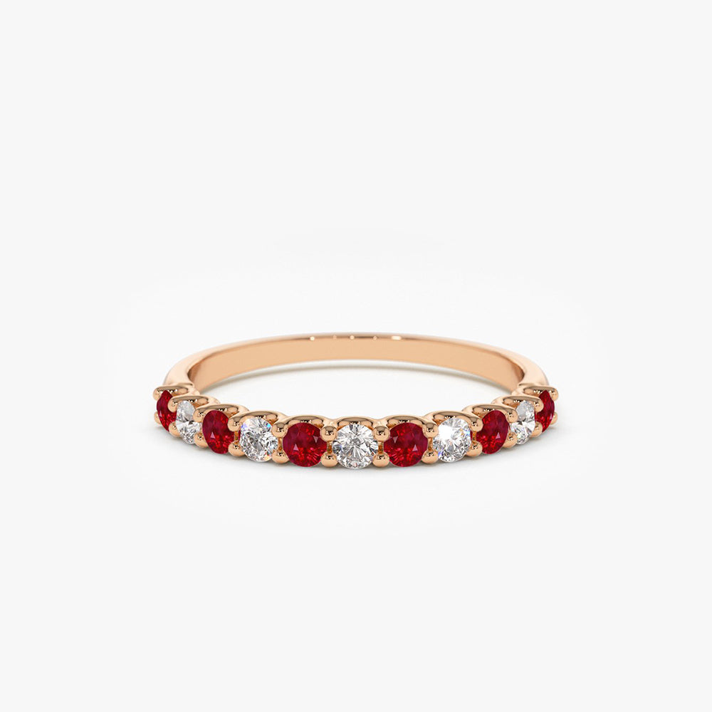 OBFJ1785 - 14k Shared Prong Ruby & Diamond Wedding Ring 6