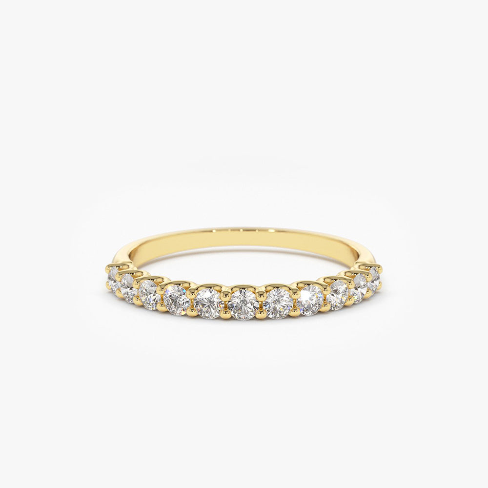OBFJ1807 - 14k 11 Stone U-Shaped Diamond Wedding Band 1