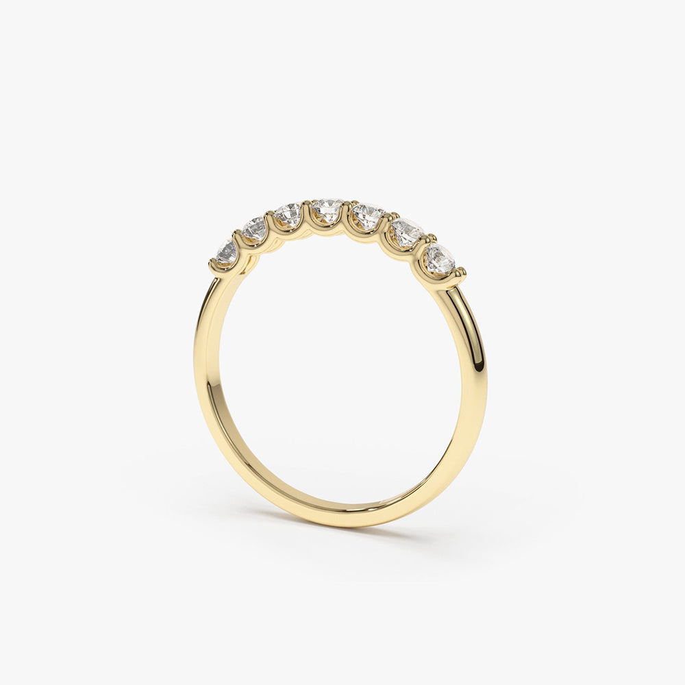 OBFJ1806 - 14k 7 Stone U-Shaped Diamond Wedding Band 7