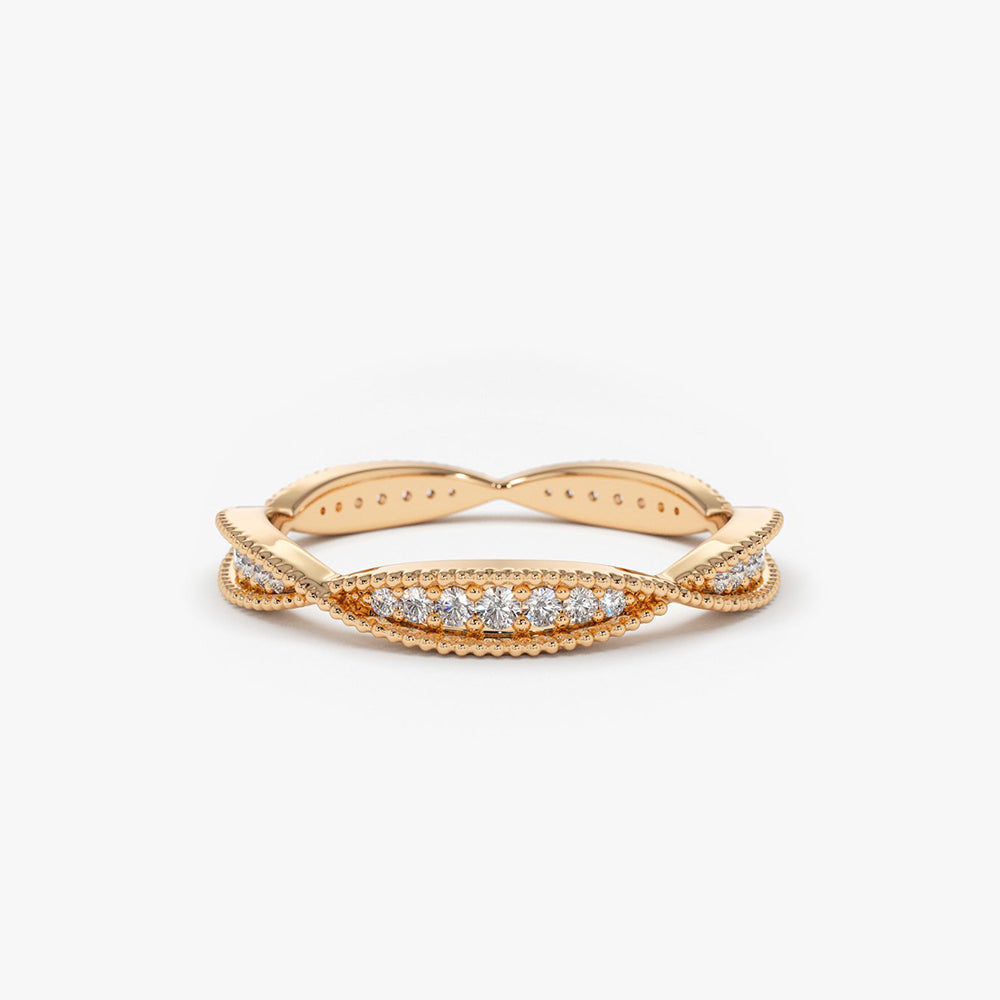 OBFJ1783 - 14K Gold Art Deco Graduating Diamond Full Eternity Ring 4