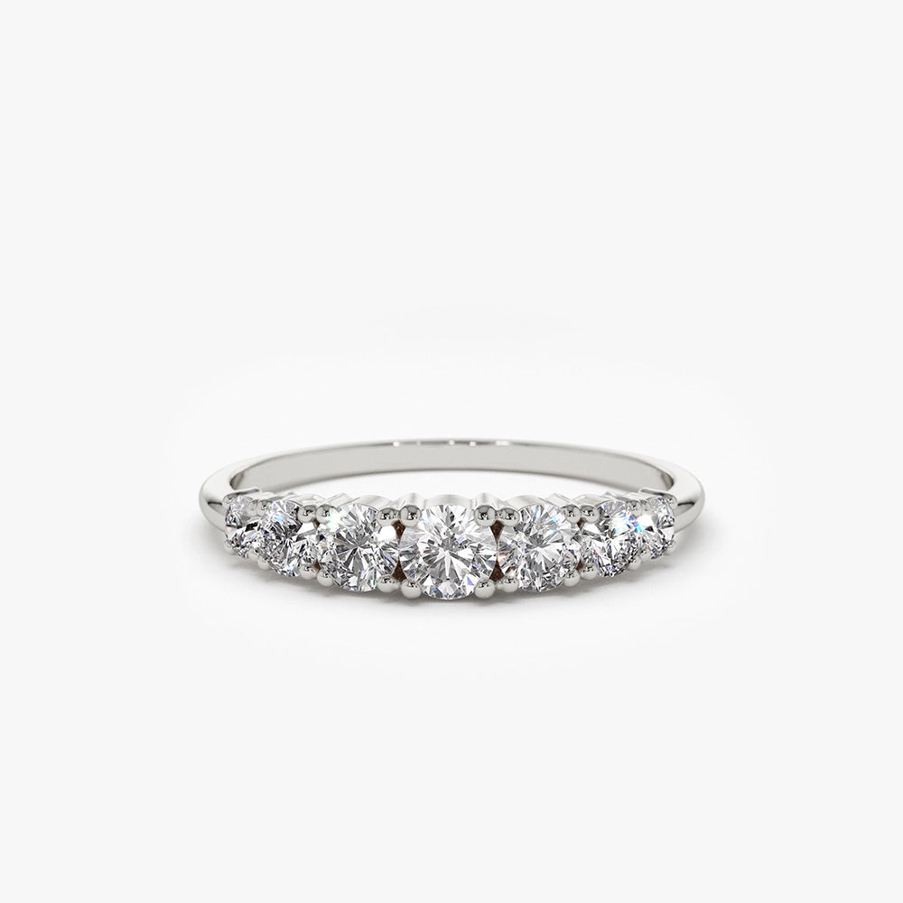 OBFJ1803 - 14K Gold 7 Stone Diamond Graduated Wedding Ring 5