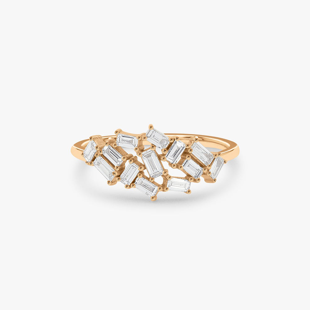 OBFJ1782 - 14k Baguette Diamond Cluster Ring 8