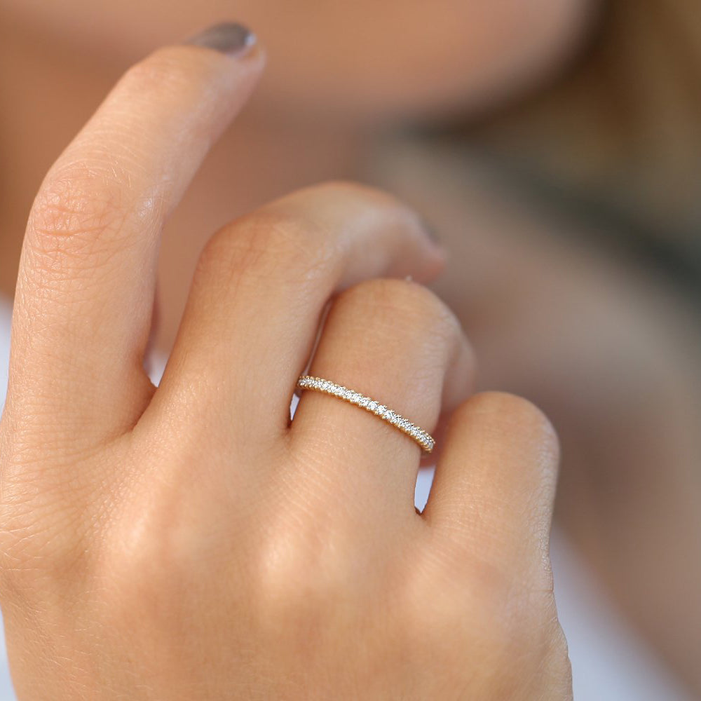 OBFJ1818 - 14k Full Eternity Petite Diamond Ring 4