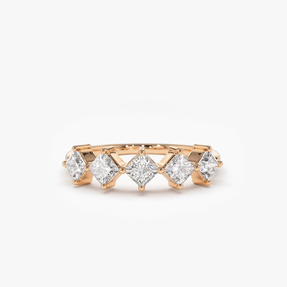 OBFJ1823 - 14k Princess Cut 5 Stone Diamond Wedding Ring 5