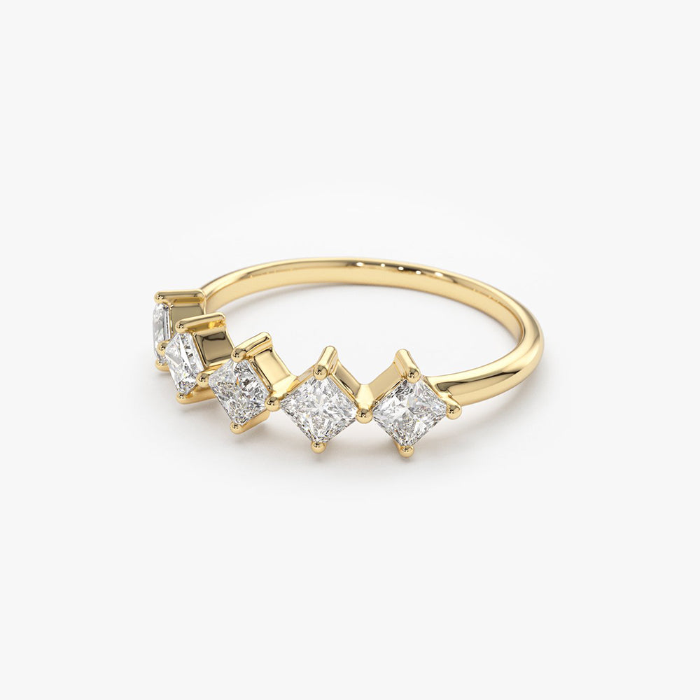 OBFJ1823 - 14k Princess Cut 5 Stone Diamond Wedding Ring 7