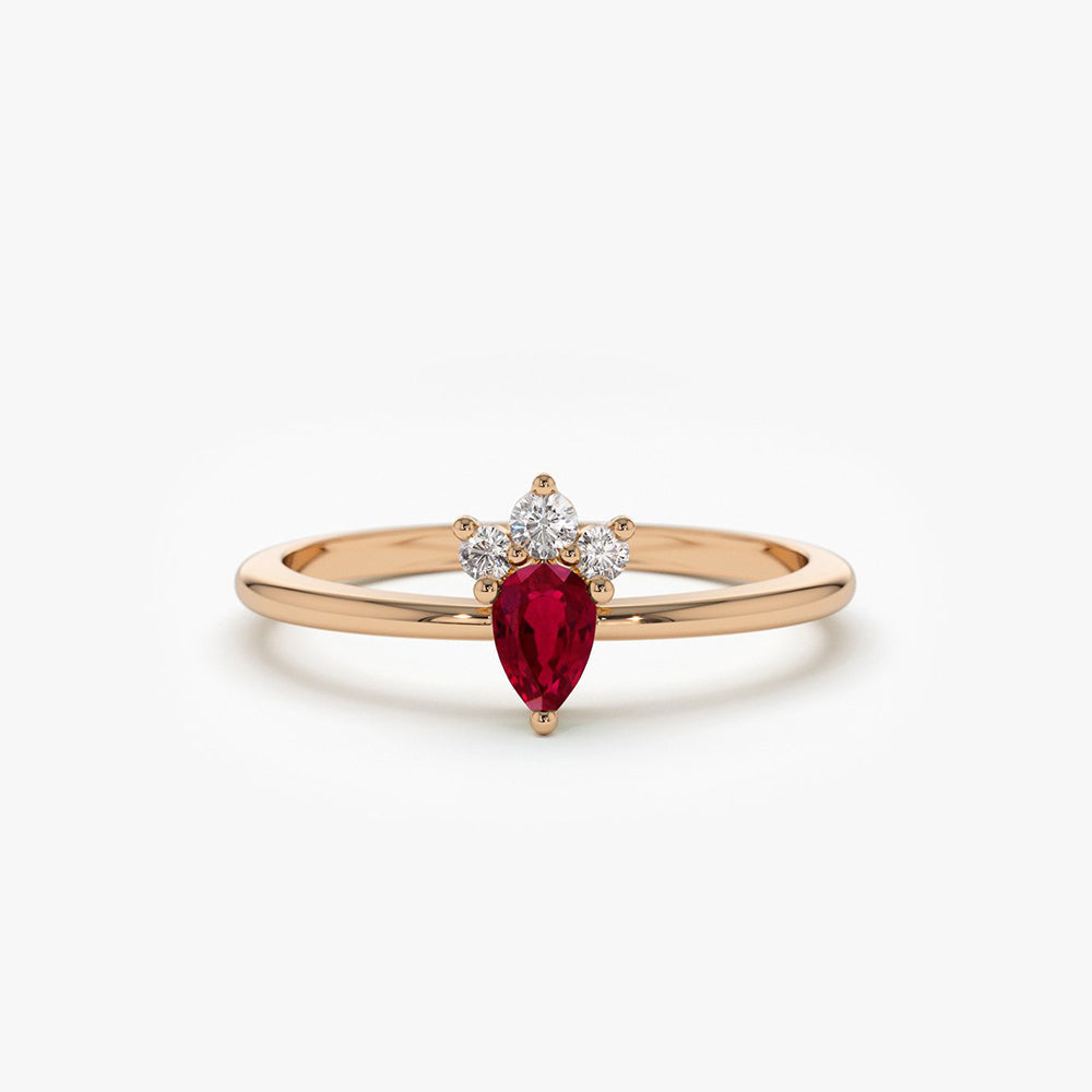 OBFJ1828 - 14k Mini Ruby and Diamond Ring 5