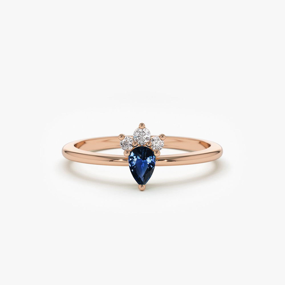 OBFJ1827 - 14k Mini Sapphire and Diamond Ring 4