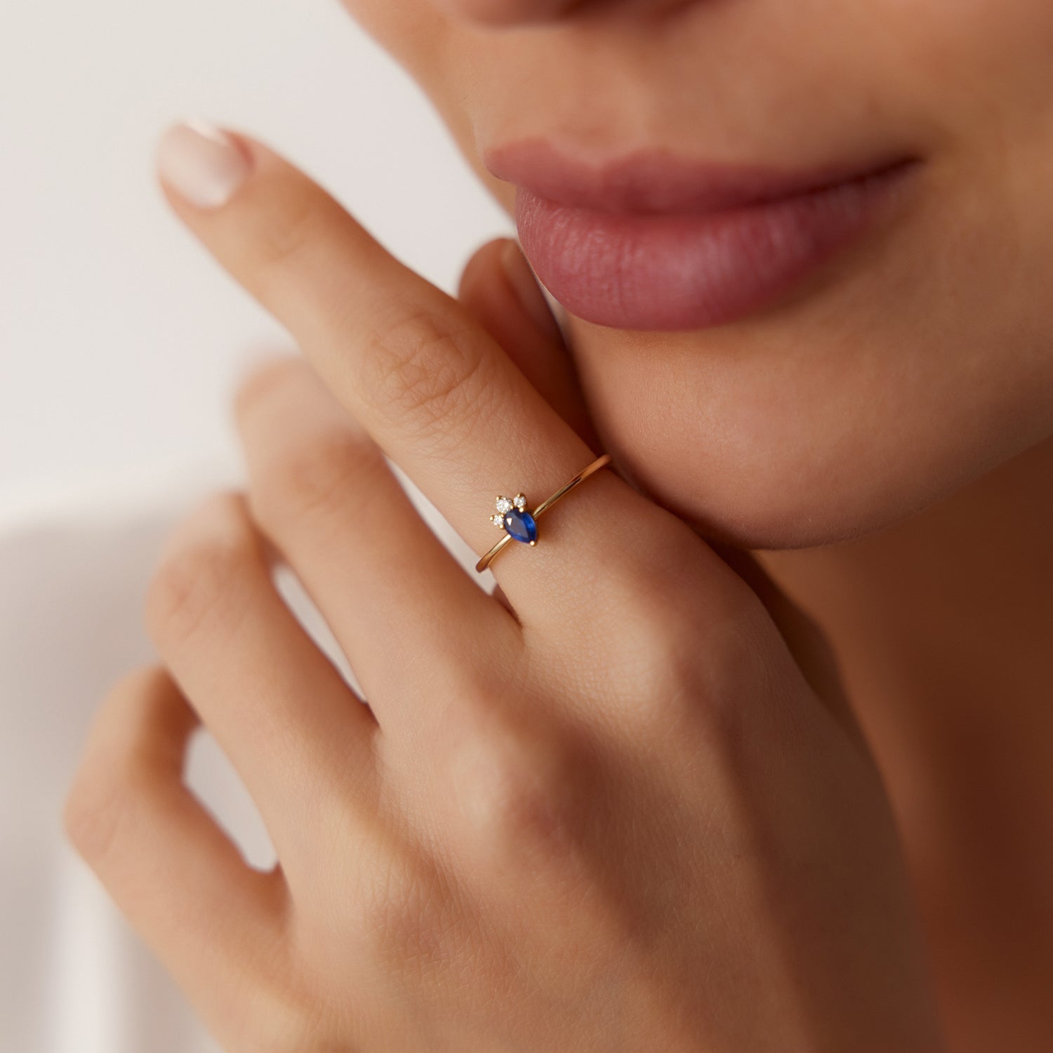 OBFJ1827 - 14k Mini Sapphire and Diamond Ring 2