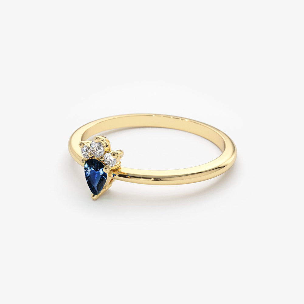 OBFJ1827 - 14k Mini Sapphire and Diamond Ring 6