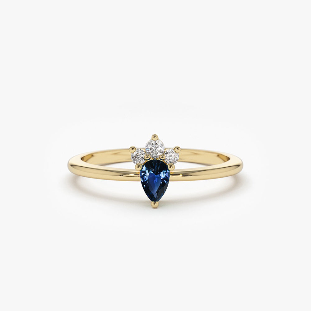 OBFJ1827 - 14k Mini Sapphire and Diamond Ring 1