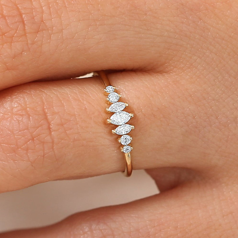 OBFJ1809 - 14k Marquise & Round Diamond Anniversary Band 2