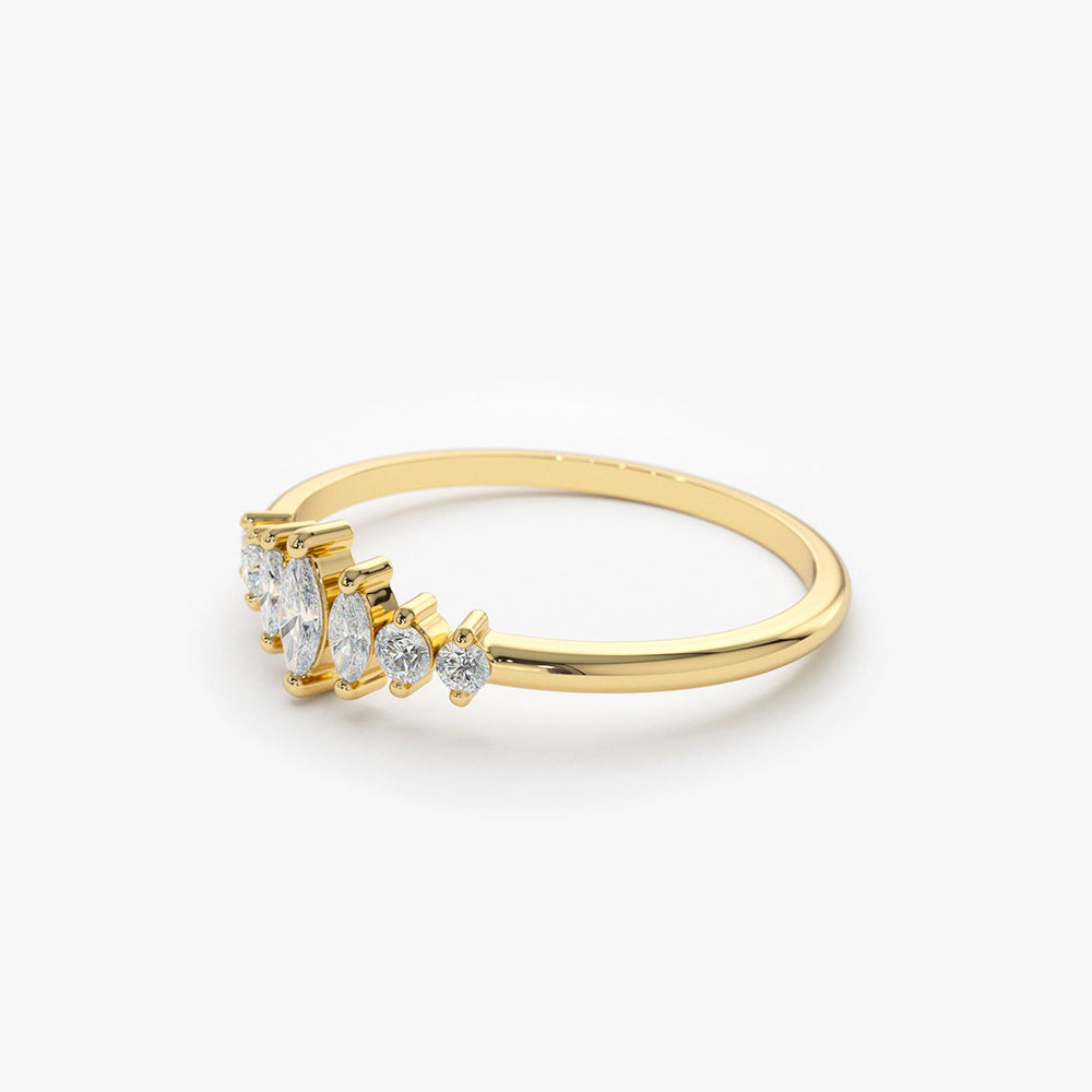 OBFJ1809 - 14k Marquise & Round Diamond Anniversary Band 8
