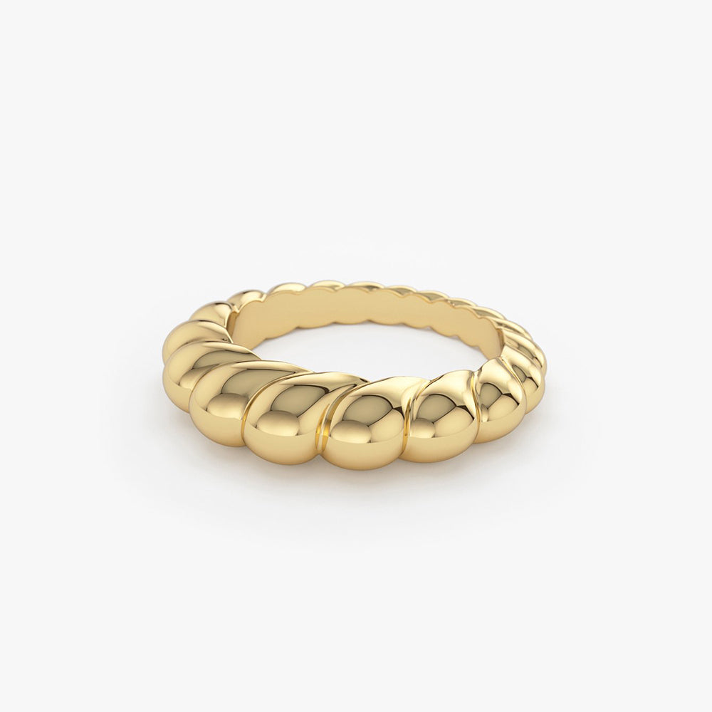 OBFJ1935 - 14k Chunky Twisted Dome Ring 7