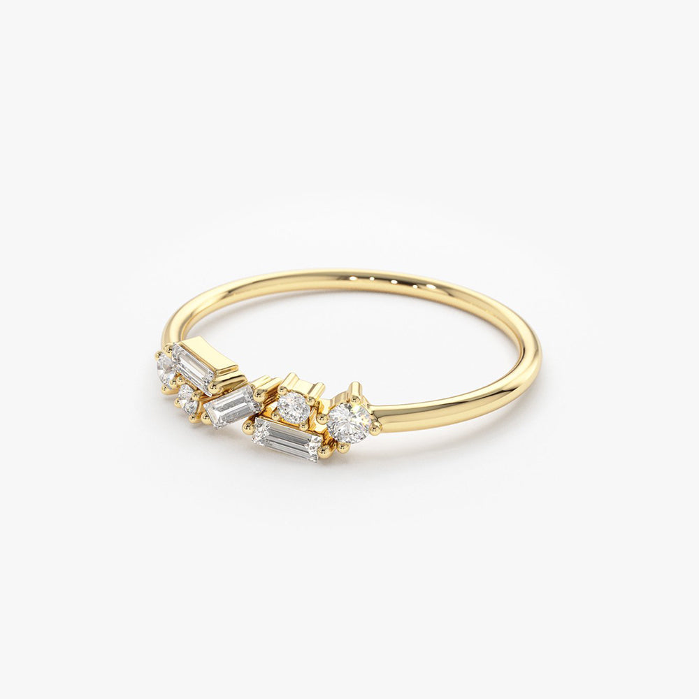 OBFJ1885 - 14K Scattered Baguette and Round Diamond Ring 7