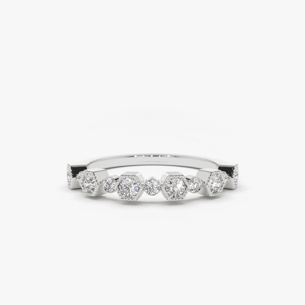 OBFJ1884 - 14K Gold Unique Diamond Anniversary Ring 7