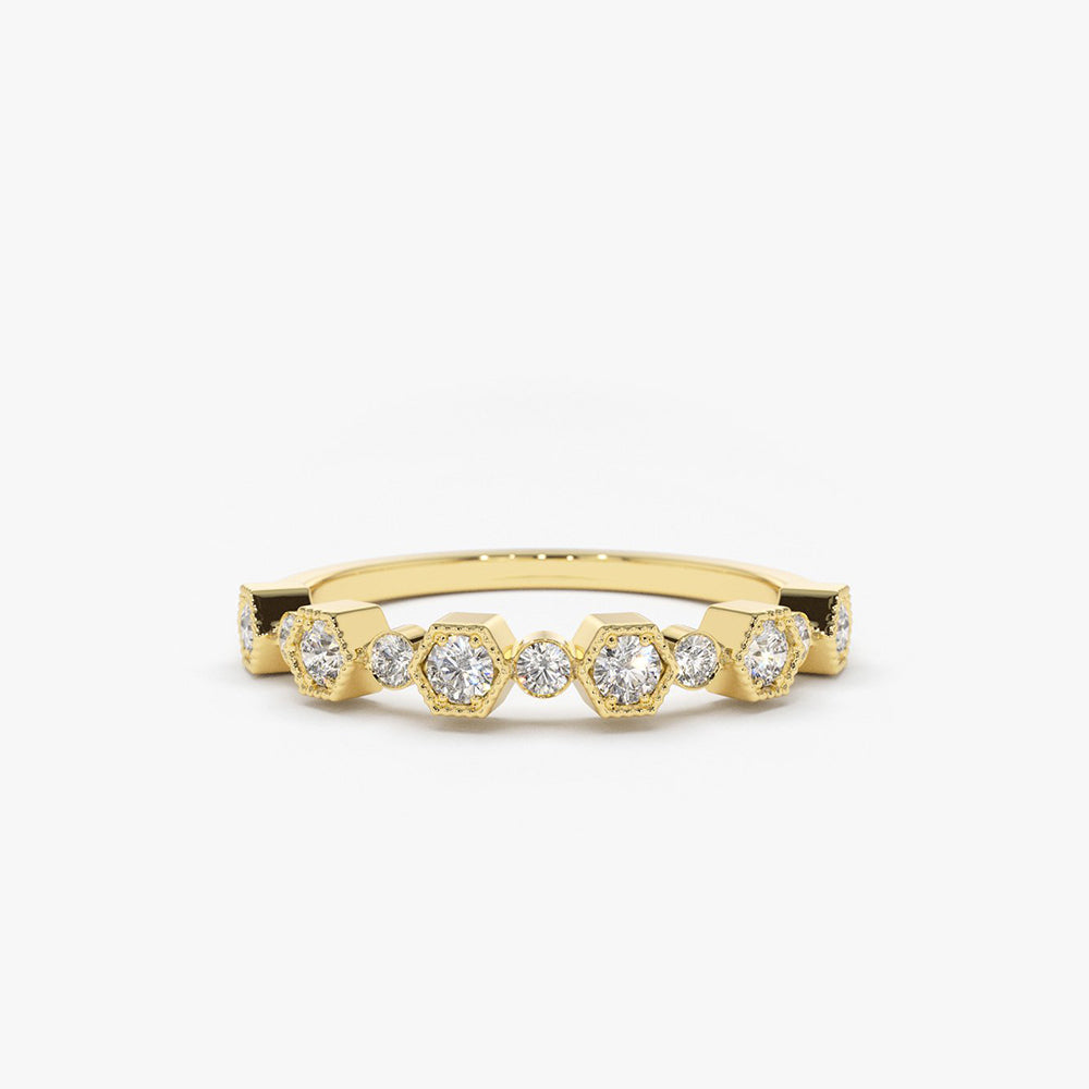 OBFJ1884 - 14K Gold Unique Diamond Anniversary Ring 1