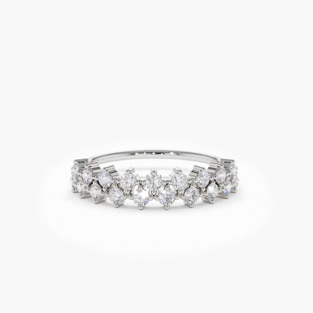OBFJ1919 - 14K Double Row Prong Setting Diamond Wedding Band 6