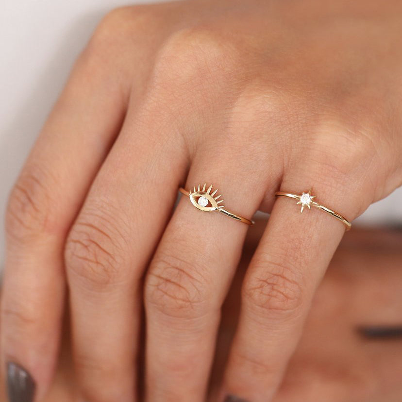 OBFJ1927 - 14K North Star Stacking Diamond Ring 3