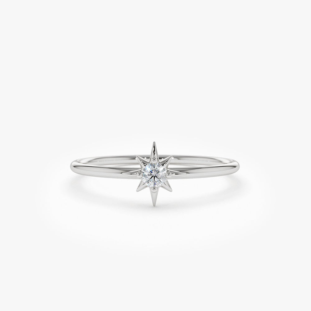 OBFJ1927 - 14K North Star Stacking Diamond Ring 5