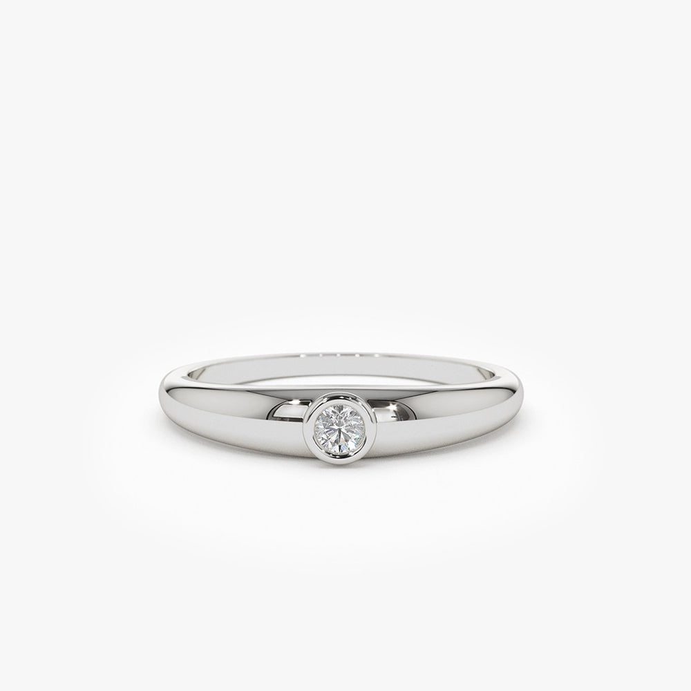 OBFJ1917 - 14k Dome Diamond Bezel Ring 6
