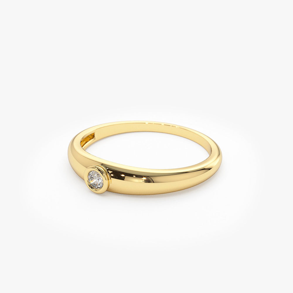 OBFJ1917 - 14k Dome Diamond Bezel Ring 7